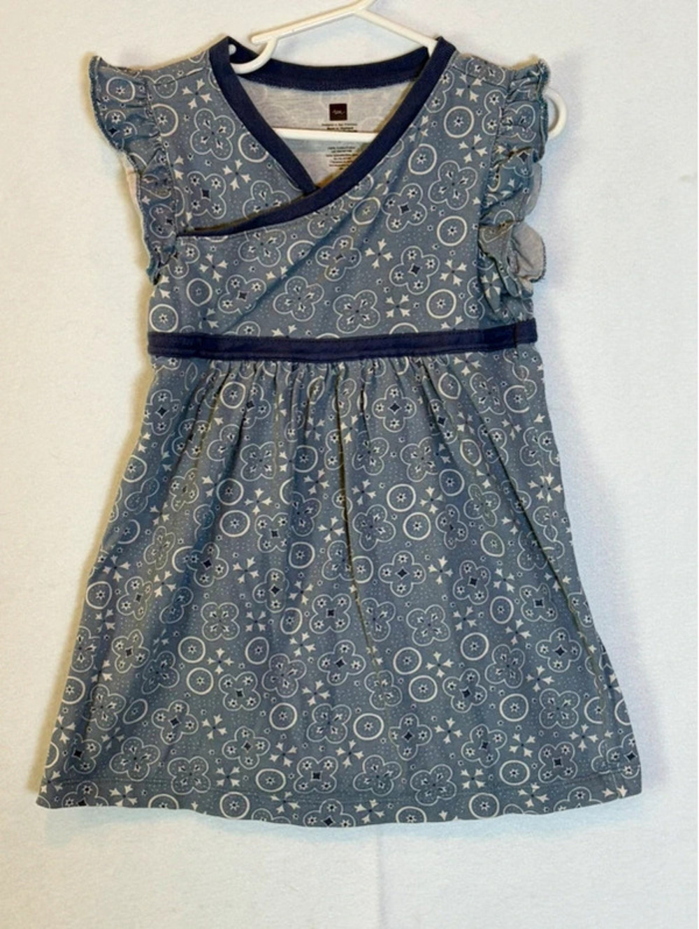 Tea Collection Girls Blue Floral Wrap Dress Size 4